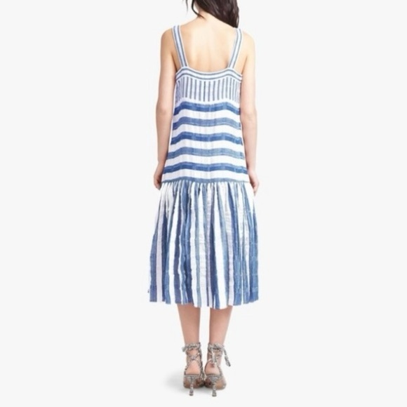 WARM Biscay Blue & White Striped Midi Dress 0 - Picture 3 of 12